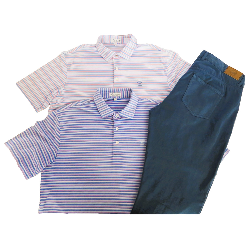 PETER MILLAR Summer Comfort Men's Medium Polo x2 with Millar Golf Pants W36